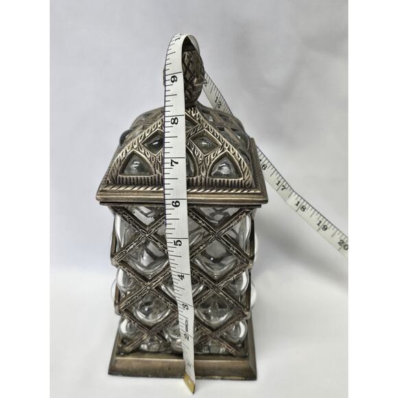 Vintage Brass Silver Tone Baroque Bronze Metal Bubble Glass Caged Apothecary Jar - Picture 9 of 10